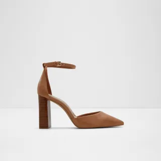 【ALDO】MILLGATE-經典繞帶厚跟尖頭鞋-女鞋(棕色)
