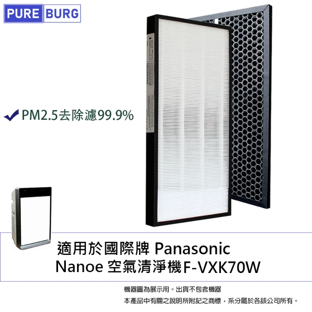 PUREBURG 適用PANASONIC國際牌F-VXK70W F-VC70XK F-VXJ70空氣清淨機 副廠濾網組