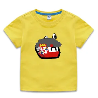 【時尚Baby】男童 短袖T恤 黃色波蘭國家球短袖上衣(男中小童裝 春夏T恤 純棉運動休閒上衣)