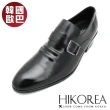 【HIKOREA】韓國空運。側扣紳士厚底4.5cm舒壓綁帶休閒皮鞋(8-9080/黑/現+預)