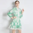 【M2M】玩美衣櫃清新淺綠花蕾絲排扣短洋裝S-2XL