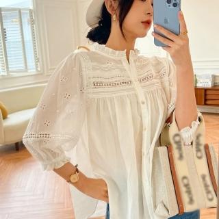 【巴黎精品】現貨+預購 襯衫蕾絲上衣(韓式刺繡造型襯衫女上衣a1bd33)