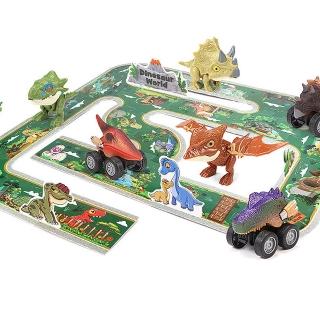 【Jigsaw】兒童恐龍迴力車拼圖玩具(益智玩具/禮物)