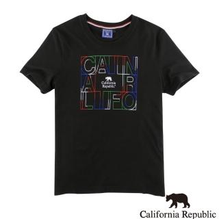 【California Republic】CR都會普普風多彩線條男圓領棉TEE