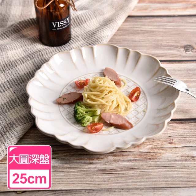 【Homely Zakka】日式創意浮雕亮光面仿窯變釉陶瓷餐盤碗餐具_大圓深盤(湯盤 餐具 餐盤 盤子 器皿 碗盤)