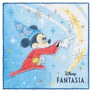 【Marushin 丸真】迪士尼 米奇 滾邊刺繡純棉小方巾 魔法幻想曲(生活 雜貨)