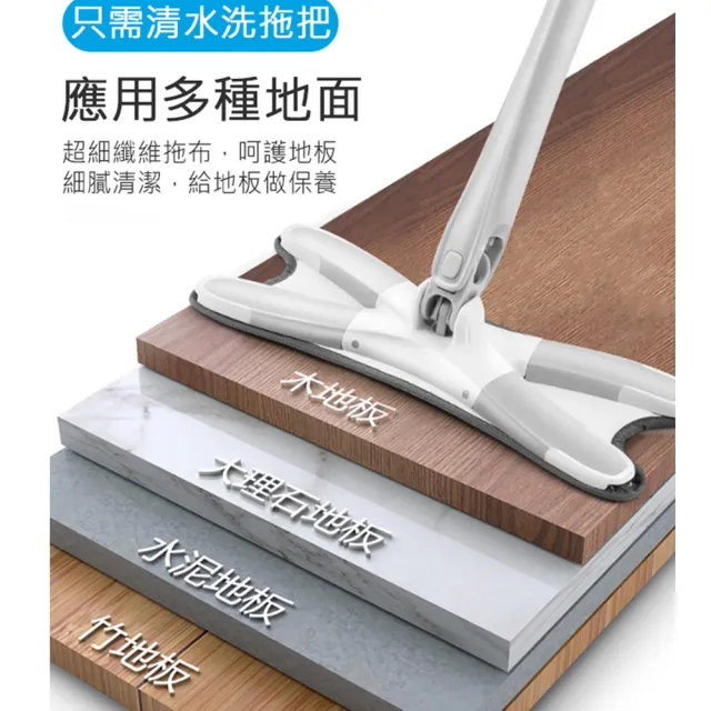 【黑魔法】X型免手洗旋擰乾溼平板拖把布(X型專用替換拖把布x4條)