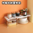 【東京 Ito】廚房可伸縮置物架(調料瓶雙層 不銹鋼 檯面 鍋碗碟收納架 分層 櫥櫃 浴室)