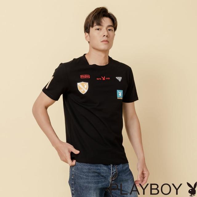 【PLAYBOY】潮流繽紛印花上衣(黑色)