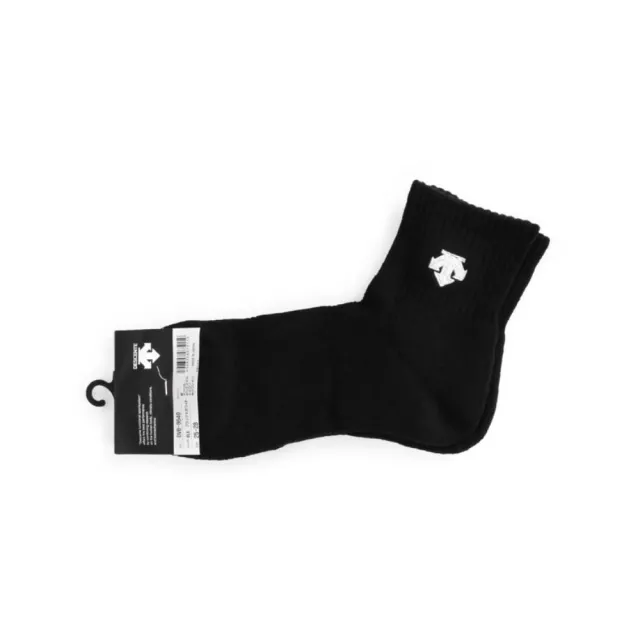 【DESCENTE】男女運動厚底短襪-日製 襪子 運動 訓練 迪桑特 黑白(DVB-9640T-BLK)