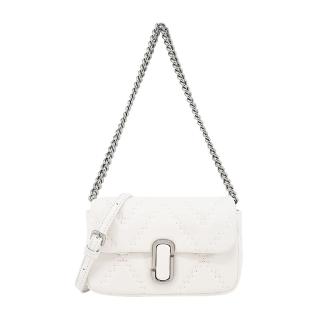 【MARC JACOBS 馬克賈伯】THE J MARC MINI小羊皮絎縫鏈袋兩用包(迷你/白)