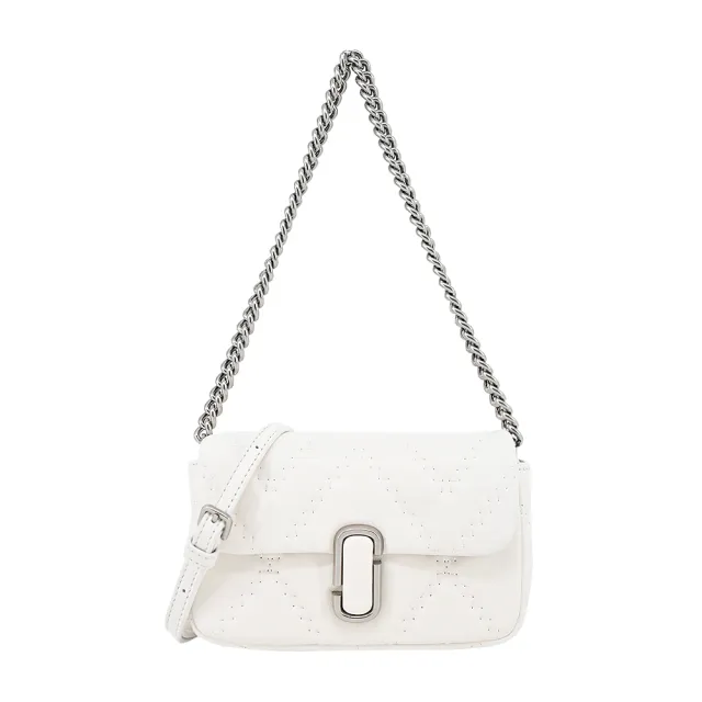 【MARC JACOBS 馬克賈伯】THE J MARC MINI小羊皮絎縫鏈袋兩用包(迷你/白)