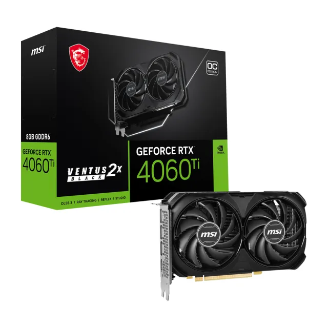 【MSI 微星】RTX 4060 Ti 8G VENTUS 2X BLACK OC 顯示卡