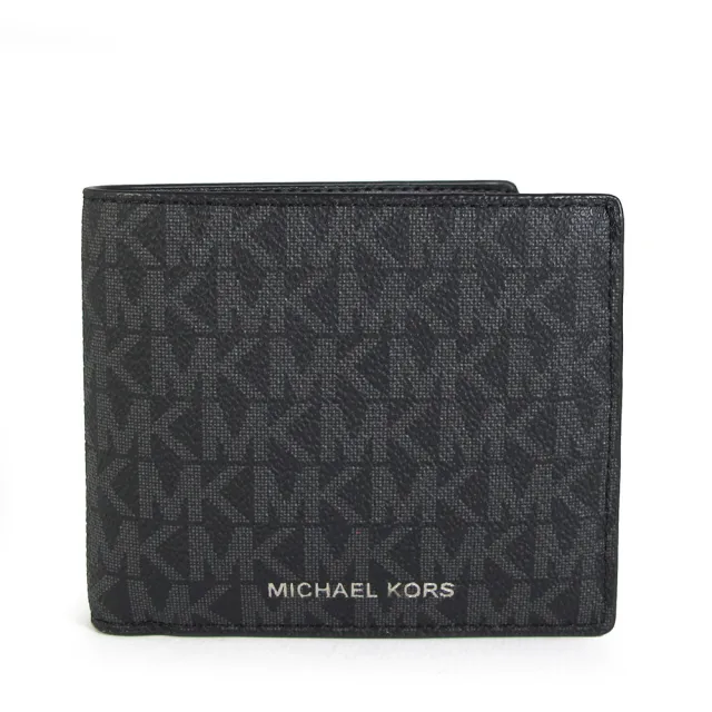 【Michael Kors】滿版短夾+MK頭雙面皮帶禮盒(黑色)