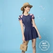 【ibella 艾貝拉】台灣製造現貨女萊卡短袖連身裙泳衣花朵印花泳裝附帽36-66-23120-23(L~XL)