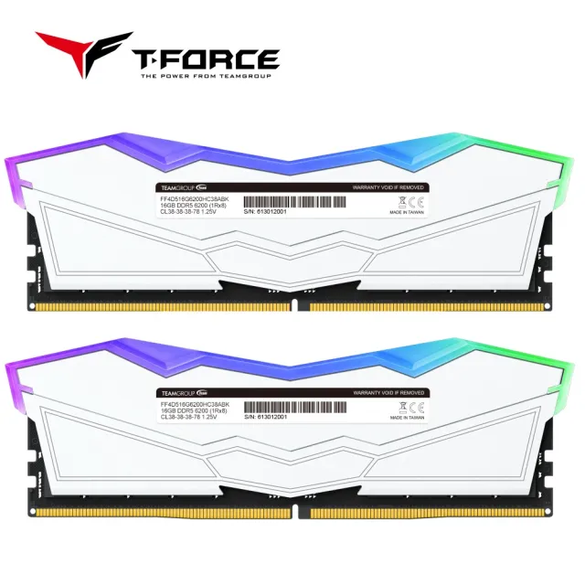 【Team 十銓】T-FORCE DELTA RGB 炫光 DDR5 7200 48GB 24Gx2 CL34 白色 桌上型超頻記憶體