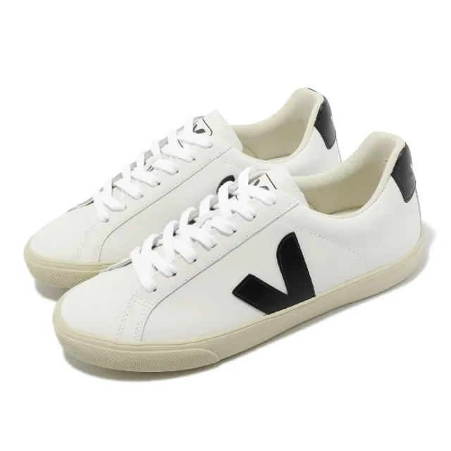 【VEJA】休閒鞋 Esplar Logo Leather 女鞋 白 黑 皮革 法國小白鞋 奶油底 百搭款(EO0200005A)