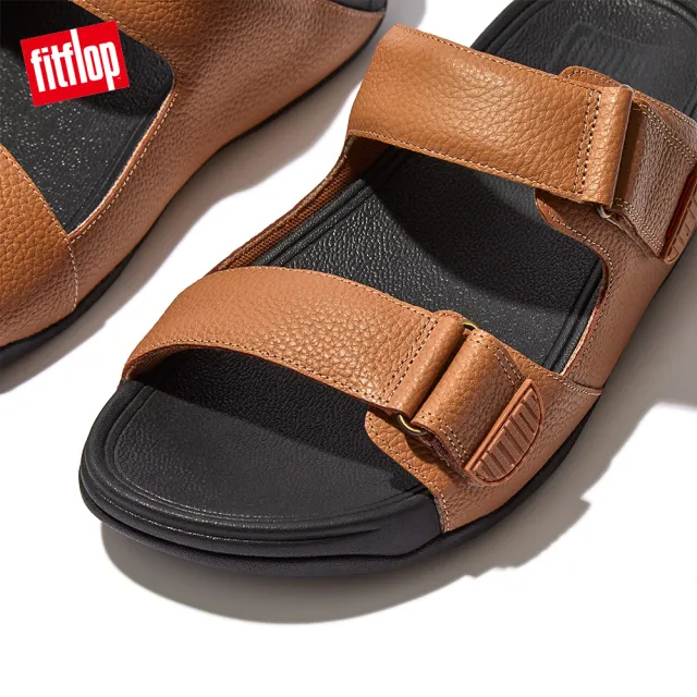 【FitFlop】GOGH MOC SLIDE IN LEATHER可調式雙帶涼鞋-男(淺褐色)
