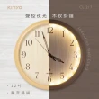 【KINYO】12吋 聲控夜光 靜音木紋掛鐘 小夜燈時鐘