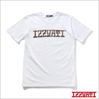 【IZZVATI】桃色豹紋短T-白(品牌設計師手繪系列)