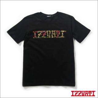 【IZZVATI】桃色豹紋短T-黑(品牌設計師手繪系列)
