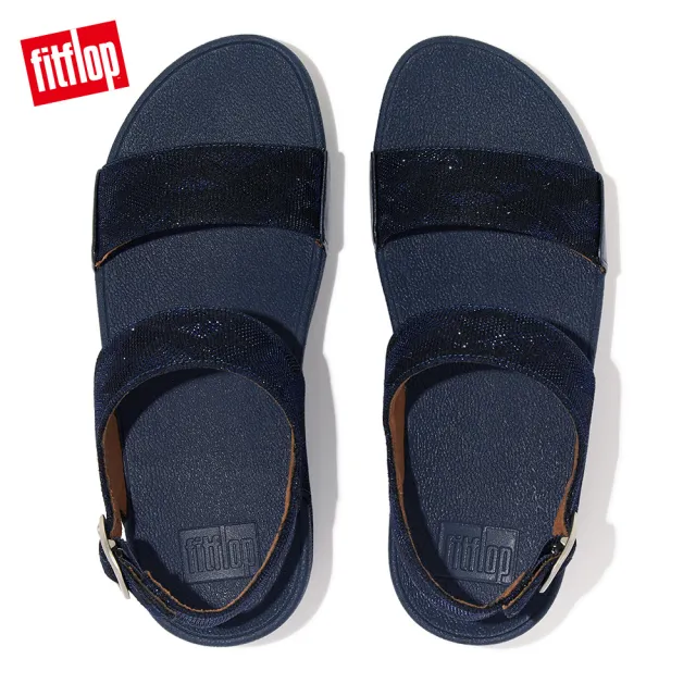 【FitFlop】LULU GLITZ BACK-STRAP SANDALS金屬亮粉後帶涼鞋-女(午夜藍)