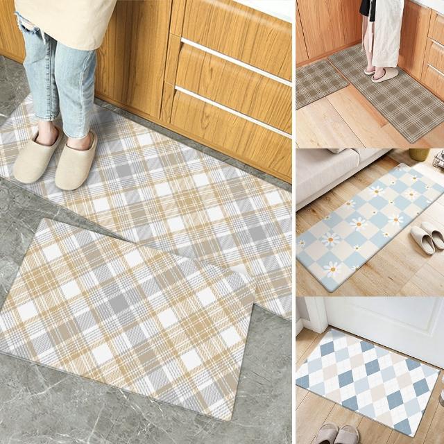 【半島良品】格紋系列/買大送小/防油防水皮革地墊120+75cm(減壓墊 舒壓墊 坐墊 踏墊)