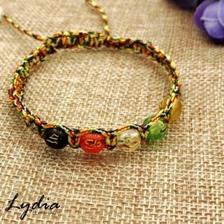 【Lydia】現貨 六字真言五行珠編織五彩繩手鍊(開運保平安)