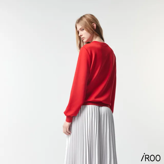 【iROO】繡印花紅色衛衣