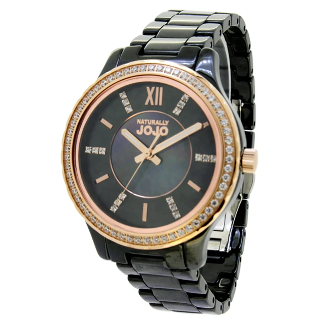 【NATURALLY JOJO】華麗晶鑽時尚優質腕錶-JO96933-88R(黑色x玫瑰金/36mm)