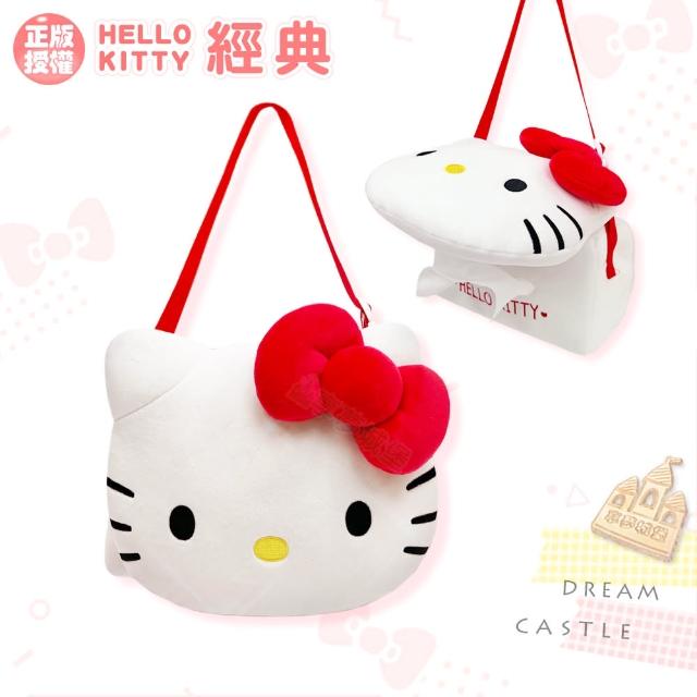 【享夢城堡】居家汽車面紙盒掛袋(HELLO KITTY 經典絨毛-紅)