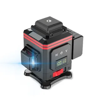 【Cang小達】水平儀 雷射水平儀（12線藍光兩電）黑紅款(APP操控/LED電量顯示/觸控式/紅外線/自動打斜線)