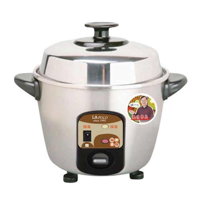  LAPOLO 藍普諾 LAN5-2203A 電鍋，專為3人家庭設計，容量適中，內鍋採用304不鏽鋼材質，耐用耐髒易清潔。金屬色系外觀時尚，尺寸24.6x19.1x22.5 cm，重量僅1.4kg，輕巧好收納。支援110V/60Hz電壓，消耗功率400~500W，高效煮飯蒸菜。配件包含蒸架、量杯、飯匙，臺灣製造，BSMI認證R64074，保固1年。完美適合日常煮食，快速煮出美味飯菜！ 