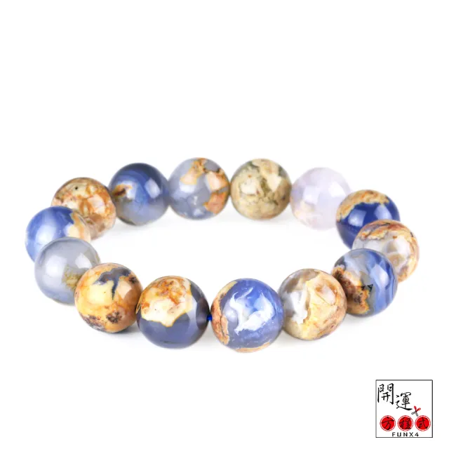 開運方程式】稀有礦料阿根廷藍瑪瑙手珠16mm(五月和九月的誕生寶石水晶