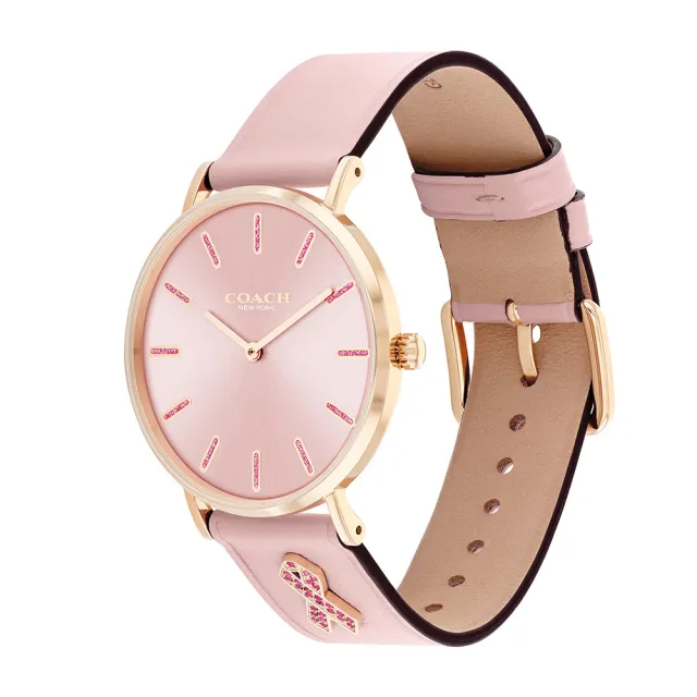 【COACH】乳癌防治限定款 時尚晶鑽腕錶-36mm(14503976)
