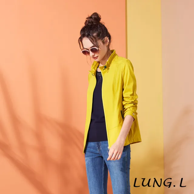 【LUNG.L 林佳樺】LM12C#亮麗黃撞色配件長袖拉鏈外套(女裝)