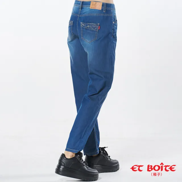 【BLUE WAY】女裝 零著感花卉中腰男友褲 牛仔褲-ET BOiTE箱子