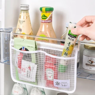 【JIAGO】冰箱懸掛式雙格收納網袋