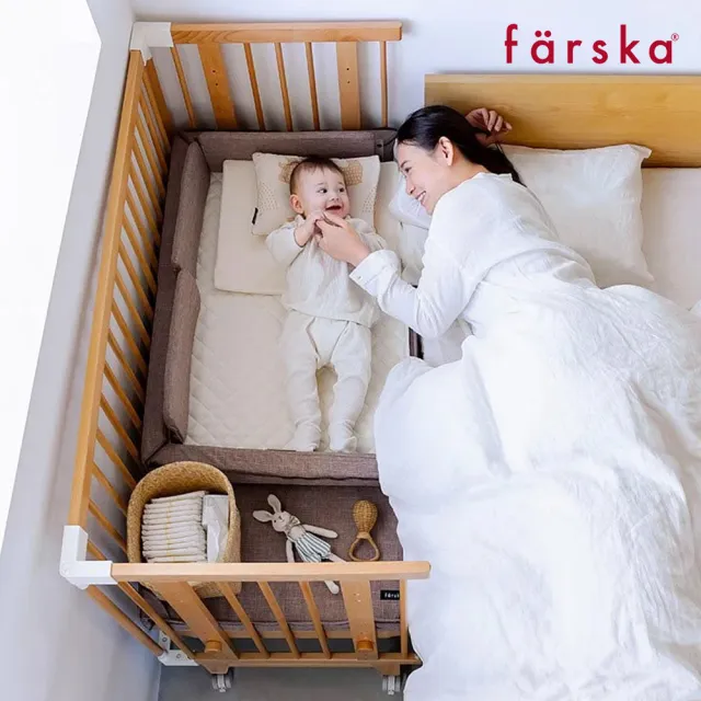 【Farska】童趣森林5合1嬰兒大床 Long+透氣好眠可攜式床墊13件組+延伸床墊-藍莓慕斯(禮物 情人節 尾牙)