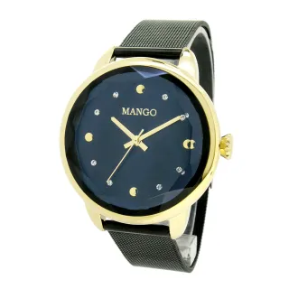 【MANGO】閃耀都會不鏽鋼米蘭帶腕錶-MA6710L-88K(黑色x金色/38mm)