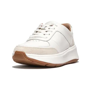 【FitFlop】F-MODE LEATHER/SUEDE FLATFORM SNEAKERS運動風厚底繫帶休閒鞋-女(都會白)