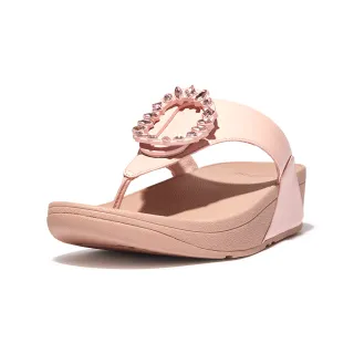 【FitFlop】LULU CRYSTAL-CIRCLET LEATHER TOE-POST SANDALS圓環水鑽造型夾腳涼鞋-女(玫瑰鹽)