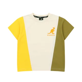 【KANGOL】韓國-KIDS 撞色袋鼠短袖T恤-綠/黃(W23SM414KH)