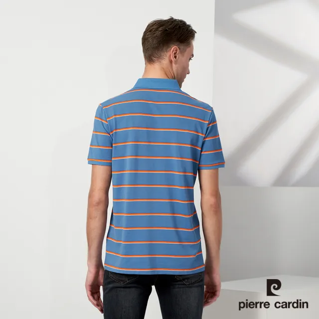 【pierre cardin 皮爾卡登】商務休閒 男款 橫條短袖POLO衫-藍色(5237261-36)