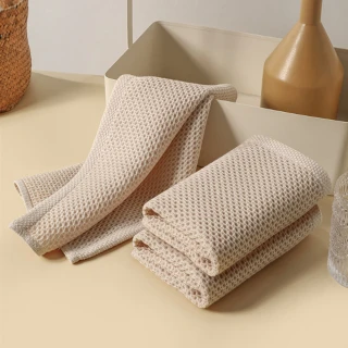 【E.dot】棉紗紡織蜂窩紋毛巾/抹布/擦手巾(3入組)