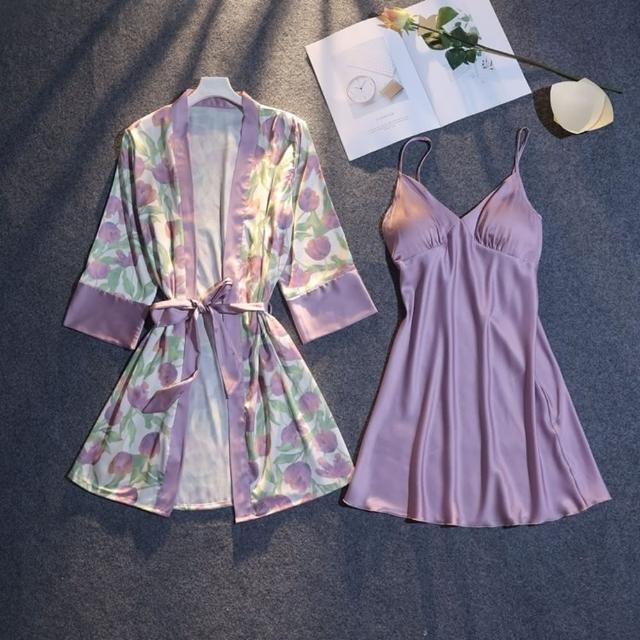 【巴黎精品】現貨+預購 睡衣套裝長袖休閒服(四季冰絲薄款透氣女居家服7色a1at7)
