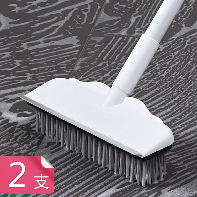 【茉家】可伸縮多功能刮水刀地板清潔刷-2支(附加長杆)