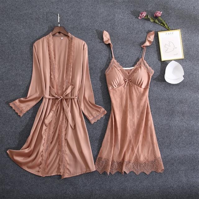 【巴黎精品】現貨+預購 睡衣吊帶套裝休閒服(四季薄款荷葉邊V領女居家服2色a1at34)