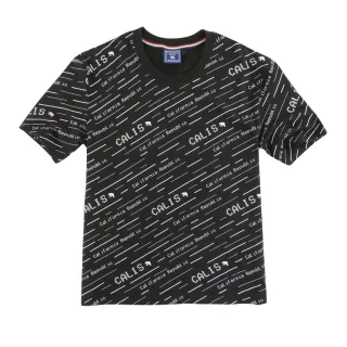 【California Republic】品牌熊幾何線條滿版印花圓領棉TEE(男女共版)