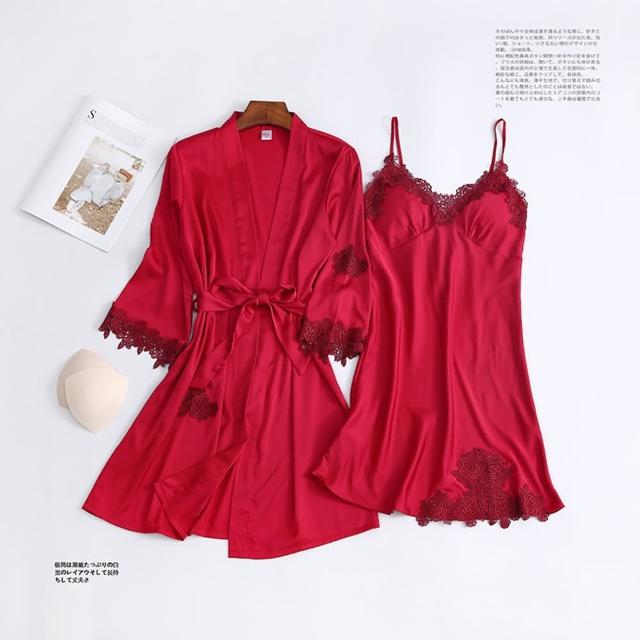 【巴黎精品】現貨+預購 睡衣套裝吊帶休閒服(仿真絲蕾絲薄款性感女居家服7色a1at15)